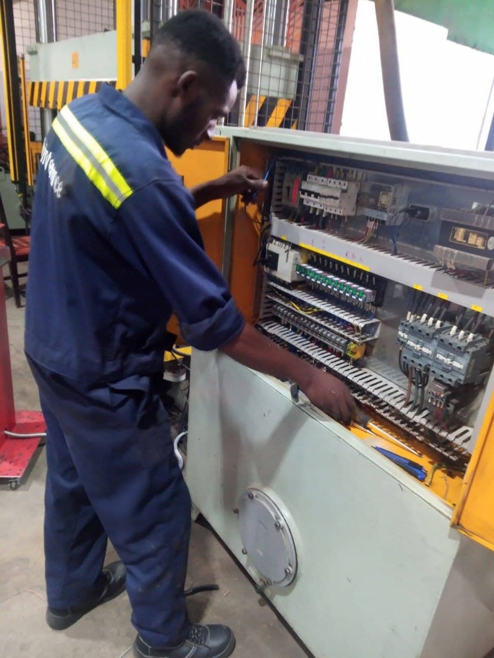 Industrial control panel. Factory maintenance.